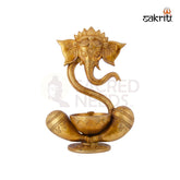 Brass Ganesha with Deepam – 9 Inch Height | Brass Lord Ganesha Statue with Deepam for Pooja